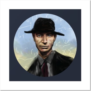 Oppenheimer with porkpie hat and New Mexico Sky Posters and Art